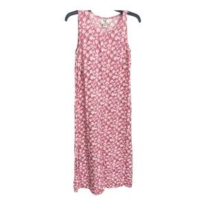 90’s Vintage Slip/Smock Pink Floral Sleeveless 100% Rayon Dress Size 10